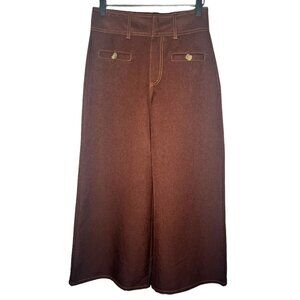 HOBBS London Wide Leg High Waist Trousers Brown Front Pockets Career Pants 2